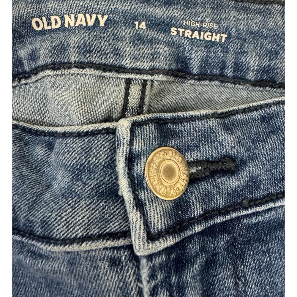 Old Navy Women High-Rise‎ O.G. Straight Blue Denim Jeans SIZE 12 - Picture 5 of 8